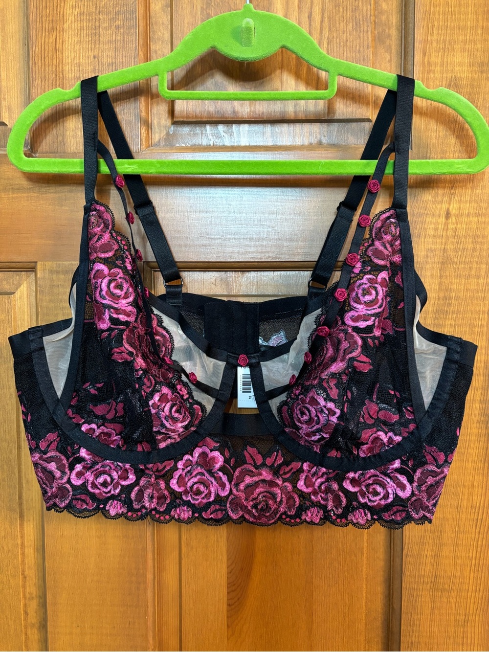 Torrid long line underwire floral sexy bra size 2 NWT black and pink